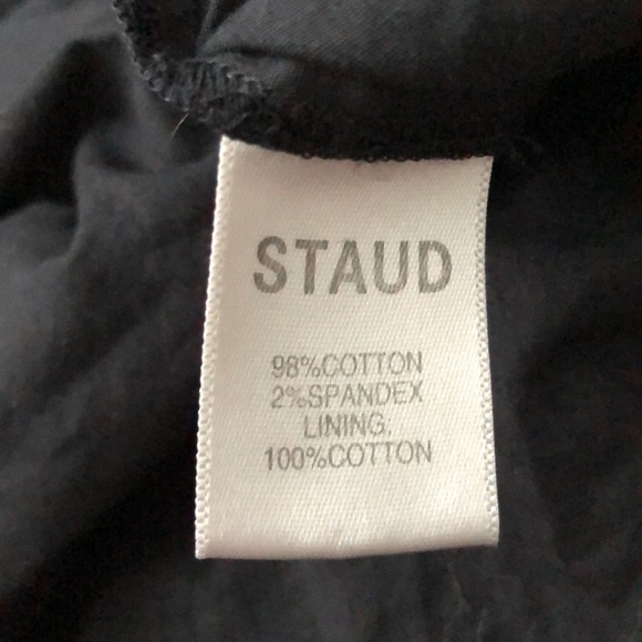 Staud Elio Dress Off The Shoulder Midi Black Cotton Size 10 - Picture 10 of 11